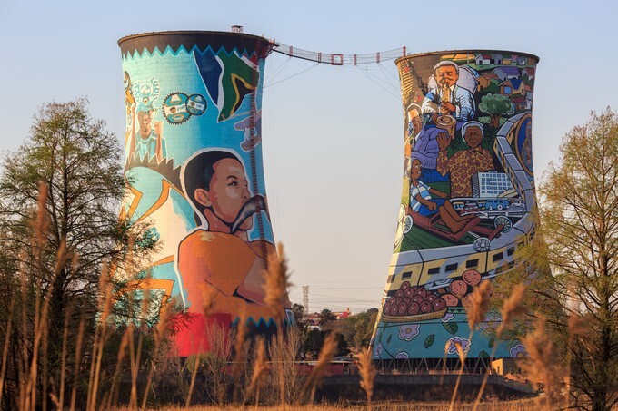 Orlando Towers Painted chimneys, Soweto, South Africa